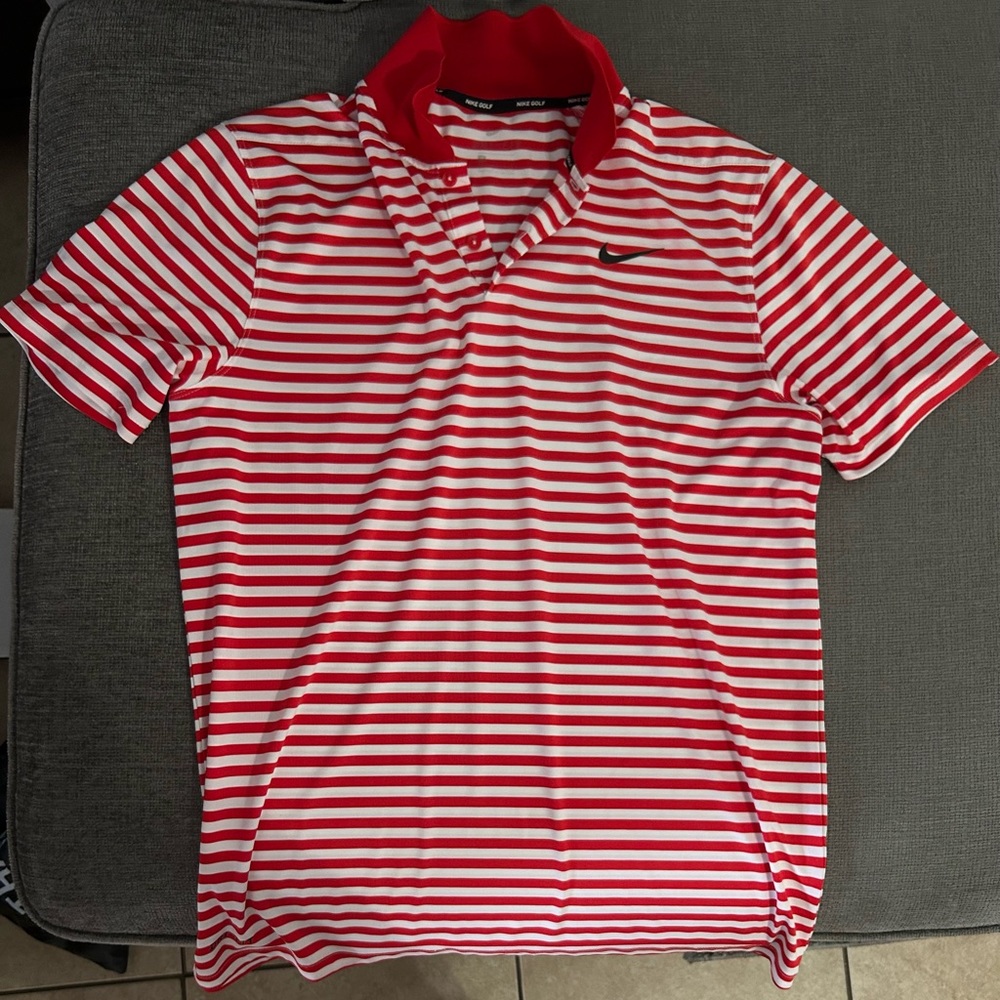 Nike Bold Red and White Polo Shirt
